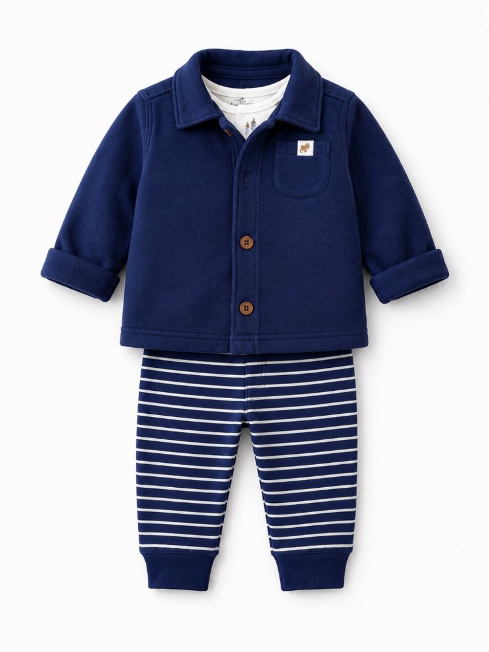 NWT Carter’s Baby Boy 3-Piece Outfit Set Navy Jacket Woolly Mammoth Print
